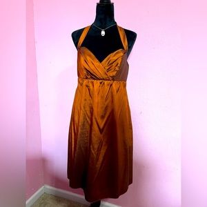 DaVinci Pleated Sweetheart Halter Formal Dress